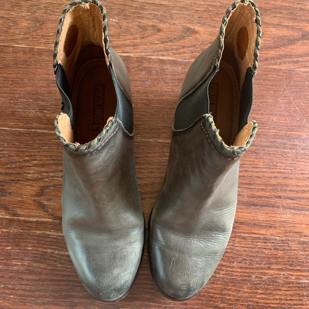 PIKOLINOS gray Ankle Boots whip stitch almond toe ANDORRA Chelsea style 37 6.5 - Picture 6 of 9